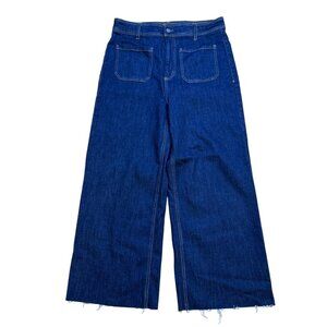 Oat New York Womens Wide-Leg High-Waist Raw Hem Denim Jeans Size 12/31